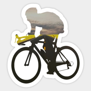 Cycling racing cyclist on the wide country road Sticker